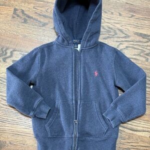 Polo by Ralph Lauren Navy Zip-Up Hoodie with Red Pony Logo